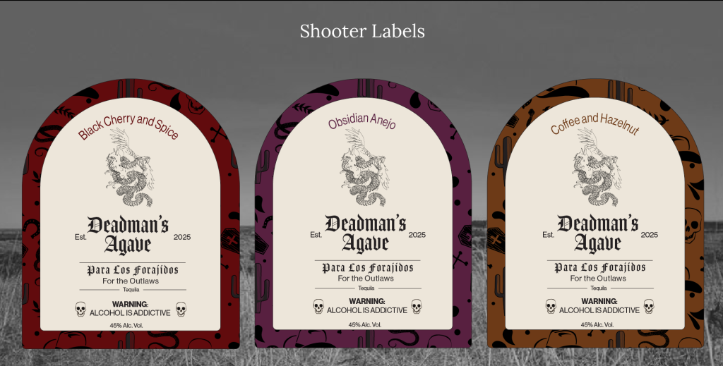 Label packaging for deadmans agave gin bottle