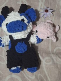 Projects Crocheted blueberry cow and pink whale